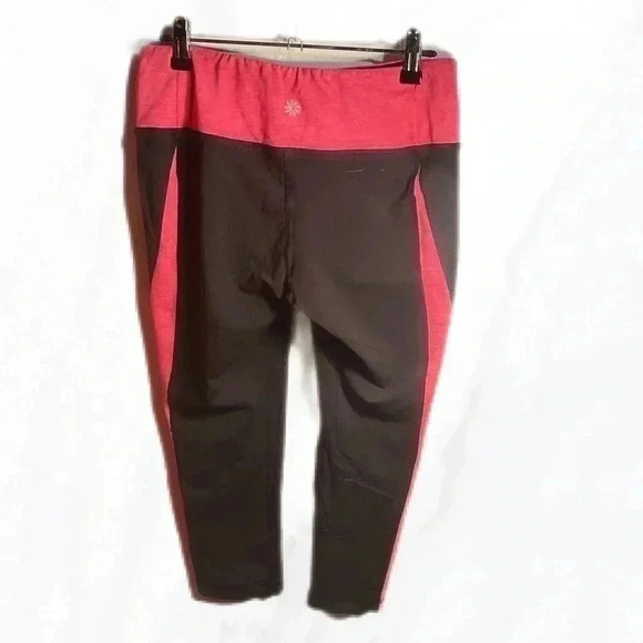 Athleta waist casual yoga athletic band facing black peach crop tight leggings M - Picture 3 of 5